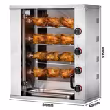 Mini grill électrique pour poulets - 8,8kW - avec 4 broches pour jusqu'à 12 poulets	