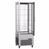 4-Sided Glass Display Fridge - 440L - 675mm - Double glazing - square - with 5 glass shelves - 1 front & 1 rear glass door