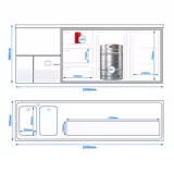Hűtött bárpult / sörcsapoló PREMIUM - 2500x700 mm - 2 üvegajtó & 3 üvegfiók