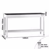 Table de travail en inox PREMIUM – 1600x800 mm – avec tablette inférieure – avec plan de travail en granit inclus