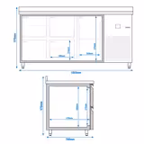 Koelwerkbank PREMIUM - 1865x700mm - met 1 deur & 4 laden & met achterwand