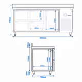 Rashladni pult PREMIUM - 1865x700 mm - Ventilirano hlađenje - s 1 vrata - s 4 ladica - Podignuti rub