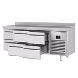 Tavolo refrigerato PREMIUM PLUS - 1960x600mm - Ventilata - 385 L - con 6 cassetti - Alzatina