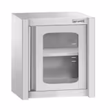 Szafka wisząca ze stali nierdzewnej – 600 x 400 mm – z przesuwanymi drzwiami szklanymi – wysokość 650 mm