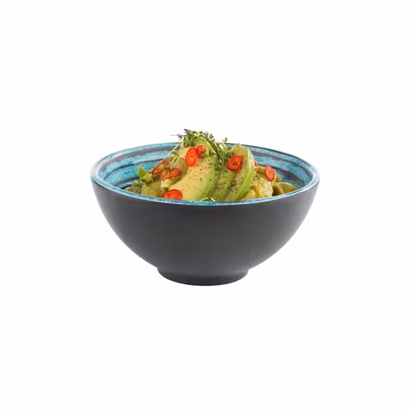 (6 stuks) Schaal - CANCUN - Melamine - 0,5L - vierkant - 150x150mm - Diepte:70mm - stapelbaar, vaatwasmachinebestendig - bruin/blauw