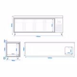 Commercial Counter Fridge PREMIUM PLUS - 2452x700mm - with sink - with 4 doors - with upstand - capacity 630 litres