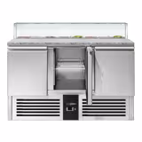 Saladette réfrigérée PREMIUM - 1368mm - 368L - 3 portes - avec vitrine de comptoir pour 8x GN 1/6