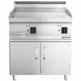 Plancha électrique - plaque chromée dure - 2 zones - 8,0 kW - Lisse - Surface de cuisson : 795x535mm - incl. soubassement avec 2 portes