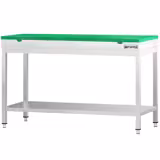 Edelstahl Arbeitstisch PREMIUM - 1400x600mm - mit Grundboden - inkl. Schneideplatte Grün