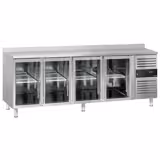 Commercial Counter Fridge ECO - 2230x700mm - with 4 glass doors - with upstand - capacity 553 litres