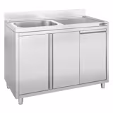 Commercial sink cabinet - 1200 x 600 mm - With waste bin and 1 sink (left)