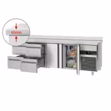 Commercial Counter Fridge PREMIUM - 2330x700mm - with 2 doors - 4 drawers - with upstand - capacity 632 litres