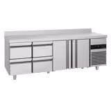 Table réfrigérée PREMIUM - 2330x700 mm - avec 2 portes - 4 tiroirs - avec dosseret