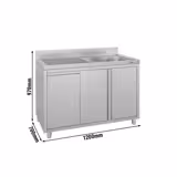 Diskbänk med underskåp ECO - rostfritt stål - 1200x700 mm - med avfallsbehållare - med 1 ho - höger