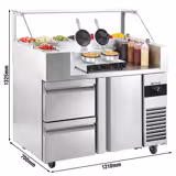 Saladette - 1210x700mm - 1 deur + 2 lades - voor 9x GN 1/6 - incl. wafelijzer