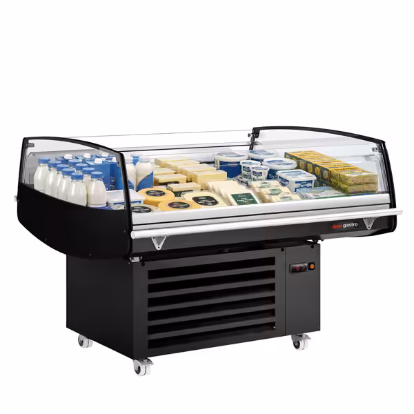 Bancone refrigerato / Isola refrigerata - 1250 mm - 230 litri -  Piano espositivo inclinabile