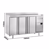 Rashladni pult za pića PREMIUM PLUS - 1960x600 mm - 520 l - 3 vrata, podignuti rub & izbijalica za kavu - nehrđajući čelik