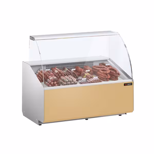Banco gastronomia professionale - 1256x979mm - 262 L - Vetro dritto - Pannello frontale Beige