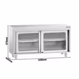 Stainless Steel Floor Cupboard PREMIUM - 1400x600mm - with Glass Sliding Doors