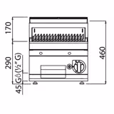 Gas lavasteengrill - 6,9kW - Gietijzeren rooster - Tafelmodel - 700mm diep - RVS