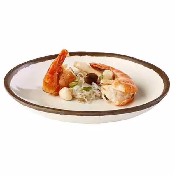 (6 pcs) CROCKER | Deep Plate - Melamine - Ø205mm - White/Brown