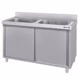 Diskbänk med underskåp ECO - rostfritt stål - 1400x700 mm - med 2 hoar