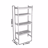 Scaffale in alluminio anodizzato - 776x1800mm - Profondità: 360mm - con 4 ripiani - Portata: 600kg