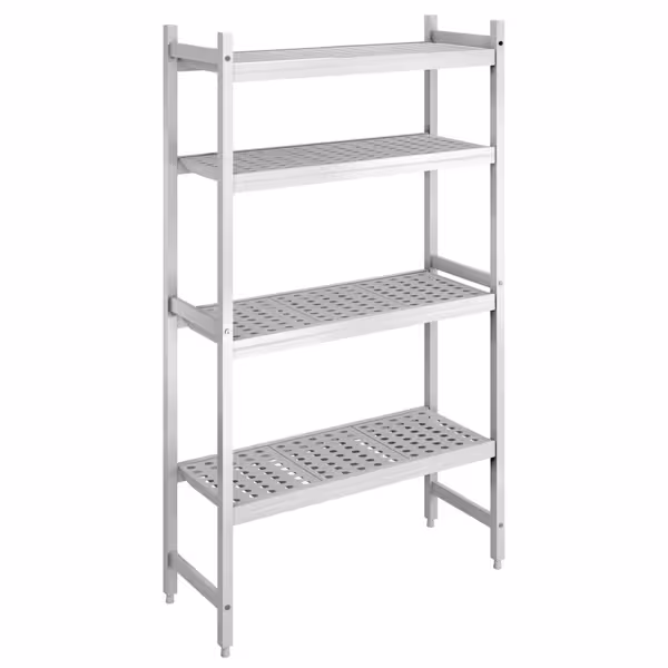 Scaffale in alluminio anodizzato - 946x1685mm - Profondità: 360mm - con 4 ripiani (REGOLABILI) - Portata: 90kg per ripiano