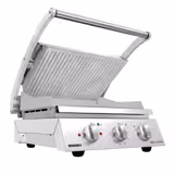 ROBAND | Grill de contact / Grill à hamburgers – 2,2 kW – plaque supérieure rainurée & plaque inférieure lisse – Surface de cuisson : 375 × 275 mm
