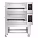 (2 unid) Forno de pizza com esteira a gás - 1680x2180mm - 230V - Touch - Largura da esteira: 800mm - até 350°C - incl. base & 4 rodas