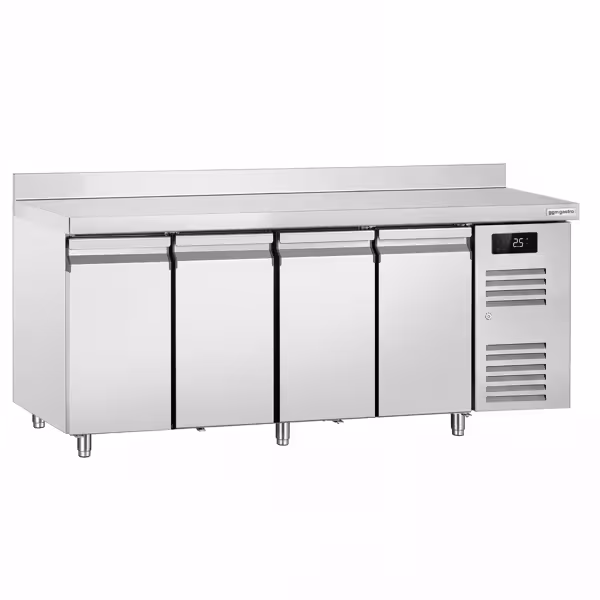 Commercial Refrigerated Worktable ECO – 2230 × 700 mm – 4 Doors – Upstand – Modern Digital Display