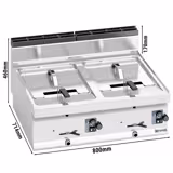 Dubbele gasfriteuse - 10+10 liter - 13,8 kW - mechanische bediening - met aftapkraan