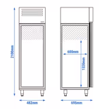 Koelkast RVS PREMIUM PLUS - GN 1/1 - 482mm - 325liter - tot +6°C - met 1 deur - geforceerde koeling, LED‑verlichting & legroosters
