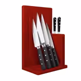 Support pour couteaux - Pour 5 couteaux et 2 aiguiseurs - Polyéthylène - 300x504x202mm - Rouge