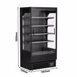 Supermarkt-wandkoelmeubel - 1002mm - 440 liter - met 2 glazen schuifdeuren & 4 schappen - 1 tot 5 °C - zwart