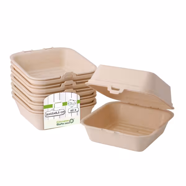 (60 szt.) Wielorazowy pojemnik na burgera - 157x148x84mm - Kremowobiały