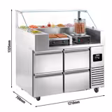 Tillberedningsbord - 1.21 x 0.7 m - med 4 lådor 1/2  -. Inkl Hot Dog Grill & Hot Dog Maker