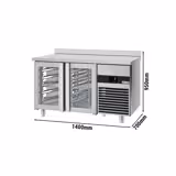 Ψυγείο Πάγκος PREMIUM - 1400x700 χλσ. - με 2 γυάλινες Πόρτες & με Πλάτη στήριξης