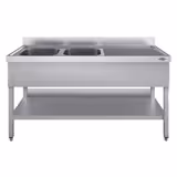 Yıkama Tezgahı ECO - 1600x700mm - Alt raflı & 2 sol evyeli