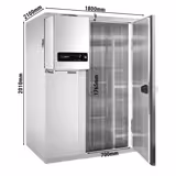 Cámara de congelación de acero Inox. - 1800x2100 - 5,13m³ - incl. Unidad de enfriamiento profundo & Lamas
