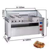 Mobil kokstation - 1600x850 mm - Höjd: 1170 mm - inkl. elspis & bain-marie