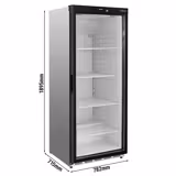Üvegajtós hűtőszekrény Rozsdamentes acél PREMIUM - 600 l - akár +2…+8 °C - mit 1 üvegajtó - Statikus hűtés umlüfters (ventilátorral), automatikus leolvasztás, R600a