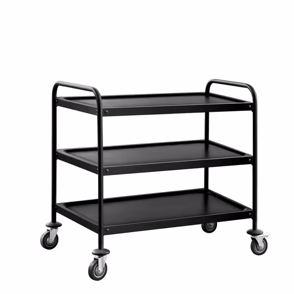 Serveerwagen - 1000x600mm - met 3 bladen - zwart