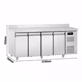 Commercial Refrigerated Worktable ECO – 2230 × 700 mm – 4 Doors – Upstand – Modern Digital Display