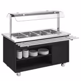 Bufet mobil cald DANZIG - 1600 mm - pentru 4x GN 1/1 - cu Suport tavă - negru