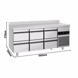 Commercial Counter Fridge PREMIUM - 1865x700mm - with 6 drawers - with upstand - capacity 474 litres