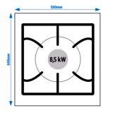 Gasfornuis - Giuseppe 600 - 500x600mm - 8,5 kW - 1 pits - open onderkast met bodemplaat en lekbak