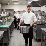 Contenitore termico per alimenti in acciaio inox - 10,0 L - altezza 220mm - base antiscivolo in gomma