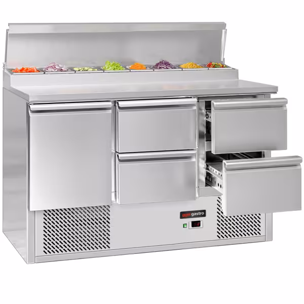 Pizza Hazırlık Buzdolabı ECO - 1365x700mm - 4 Çekmeceli + 1 Kapılı - 8 x GN 1/6