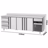  میز خنک کننده پریمیوم - 2300*700 میلیمتر -    سه درب و سه کشو - میز دیواره دار